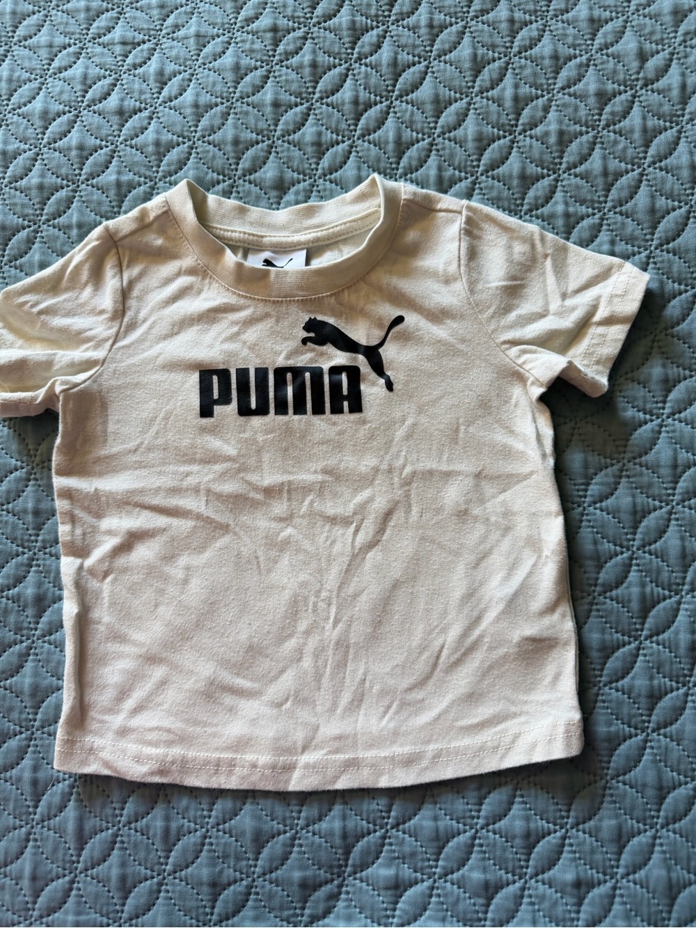 Puma White Kids Tee with Black Logo